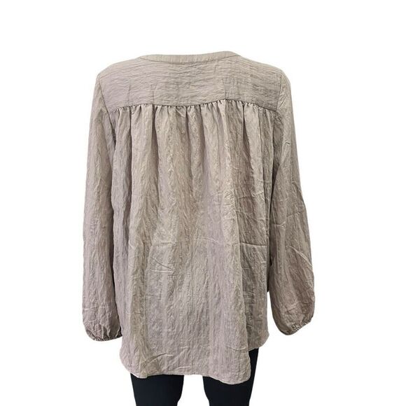 Ann Taylor Brown Button Front Longsleeve Blouse Oversized Relaxed Fit sz Small - Picture 5 of 8